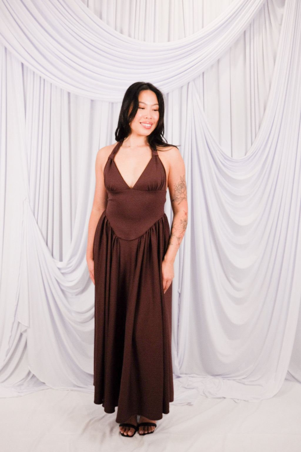 Angelina Scuba Halter Midi Dress